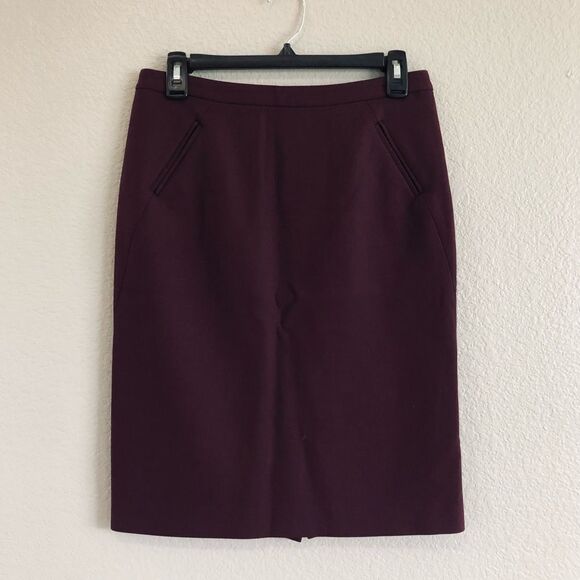 Ann Taylor LOFT Maroon Stretch Pencil Skirt 2 - Picture 1 of 4